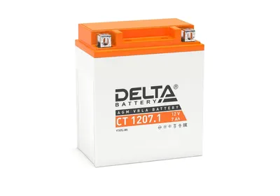 Аккумуляторная батарея Delta CT 1207.1 12В/7А·ч, клемма Болт + гайка Ø 6 мм (114х70х132мм (137мм), 2,15кг, Срок службы 5 лет