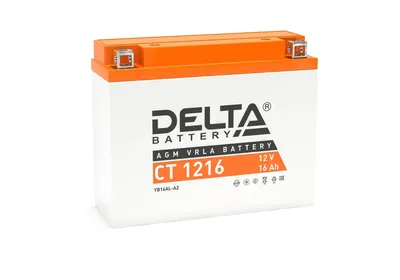 Аккумулятор Delta CT 1216, 12В, 16Ач, AGM, пусковой 200А