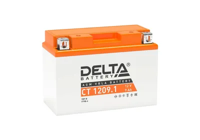 Аккумуляторная батарея Delta CT 1209.1 12В/9А·ч, клемма Болт + гайка Ø 6 мм (151х71х107мм (112мм); 2,65кг; Срок службы 5л