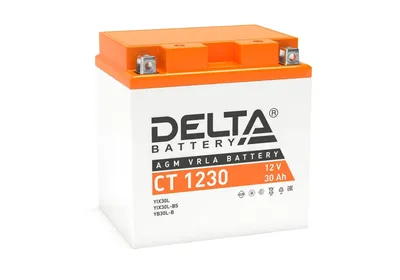 Аккумуляторная батарея Delta CT 1230 12В/30А·ч, клемма Болт + гайка Ø 6 мм (168х126х175мм (180мм), 8,1кг, Срок службы 5 лет