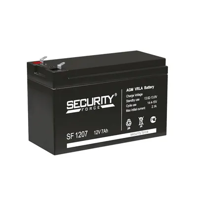 Аккумуляторная батарея Delta (Security Force SF) SF 1207 12В/7Ач, клемма F1 (151х65х95мм (100мм); кг; Срок службы 3-5лет