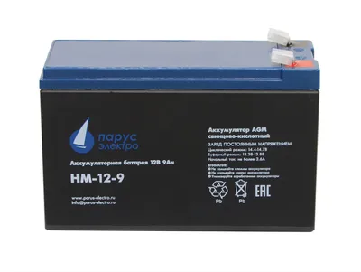 Аккумулятор Parus-electro HM-12-9, AGM, 12В, 9Ач, клемма F2