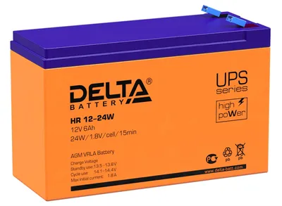 Аккумуляторная батарея DELTA Battery HR 12-24 W, 12V, 6Ah, для ИБП
