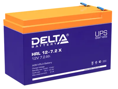 Аккумуляторная батарея DELTA Battery HRL 12-7.2 X, 12V, 7.2Ah, для ИБП