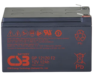 АКБ CSB GP12120 F2 CSB, 12В, 12Ач, для ИБП
