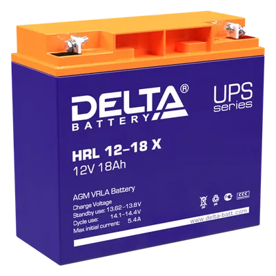 Аккумуляторная батарея DELTA Battery HRL 12-18 X, 12V, 18Ah, для ИБП