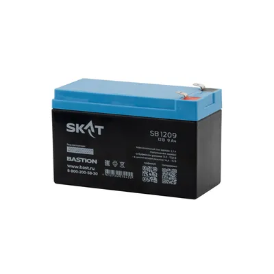 Батарея для ИБП свинцово-кислотная SKAT SB 1209 тип AGM 12V 9А·ч I зар. 2,7 А (ножевые клеммы, гарантия - 18 месяцев) (2540)