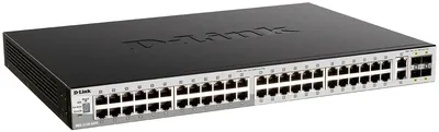 Коммутатор D-Link DGS-3130-54PS/B2A, L3, 48×1GbE PoE, 2×10GBase-T, 4×SFP+, PoE 370W