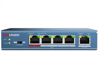 Коммутатор Hikvision <DS-3E0105P-E> 5xRJ45 4xPOE