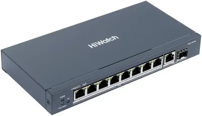 Коммутатор HiWatch DS-S1008GP, 8×1 Гбит/с PoE + 1×1 Гбит/с + 1×1 Гбит/с SFP, неуправляемый