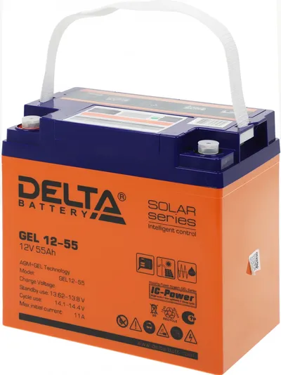 Аккумулятор Delta GEL 12-55, 12В, 55Ач, AGM+GEL