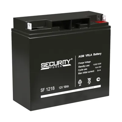Аккумуляторная батарея Delta (Security Force SF) SF 1218 12В/18Ач, клемма Болт + гайка Ø 5,5 мм (181х77х167мм (167мм); к
