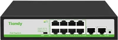 Коммутатор Tiandy TC-P3S010 H/0820/AT/90/V2.0, 8×100M PoE, 2×1GbE, 90W