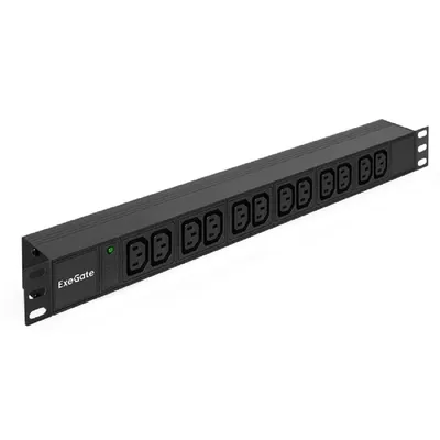 Блок розеток Exegate EX280865RUS, PDU, 12×C13, C20, 16A, 1U, горизонтальный