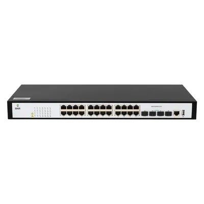 SNR-SNR S2989G-24TX-RPS Управляемый коммутатор уровня 2+, 24 порта 10/100/1000Base-T, 4 порта 1/10G SFP+, VSF HA, встроенный БП ~220V AC, RPS 12V DC