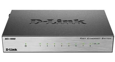 Коммутатор D-Link DES-1008D/L2B, 8×100Мб, неуправляемый